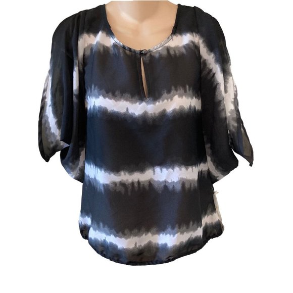 Converse One Star Black Gray White Stripe Cold Shoulder Top Womens Size Small - Picture 1 of 7